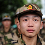 young soldier crying