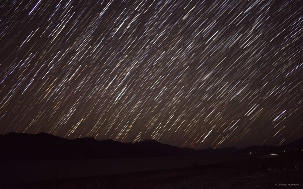 startrails at pangong