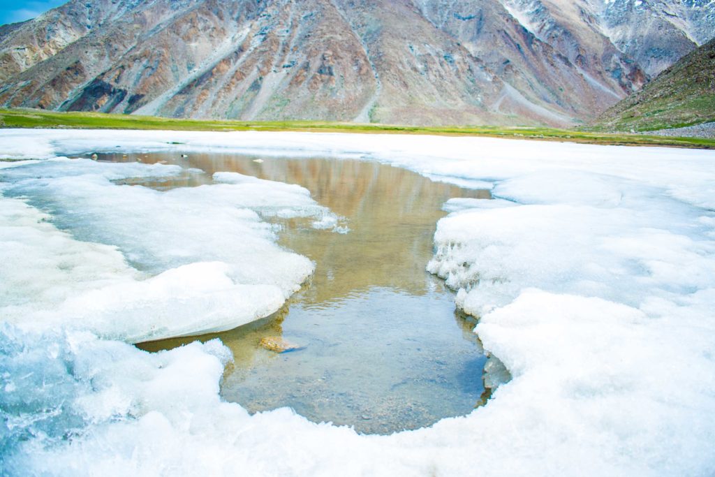 snow field near chang la