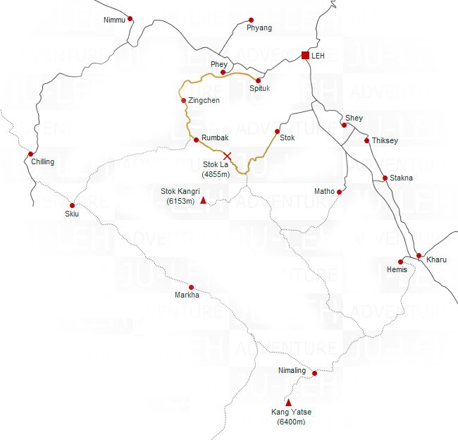 spituk to stok trek map