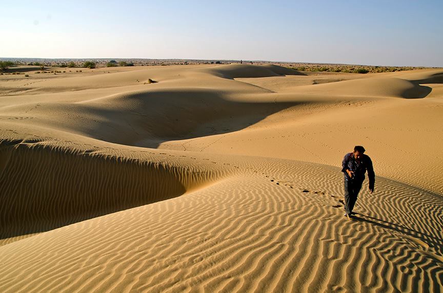 During desert trek near Khuri