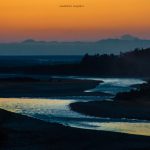 sunset with surreal landscape